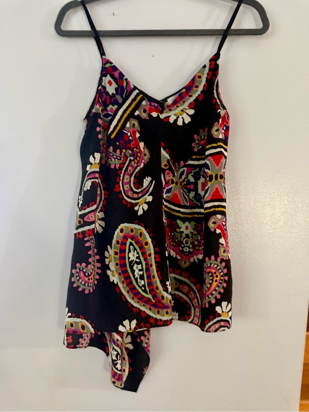 Anthropologie HD in Paris Moonset Asymmetrical Silk Tank Top size M